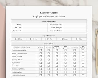 Employee Performance Review Template Etsy UK