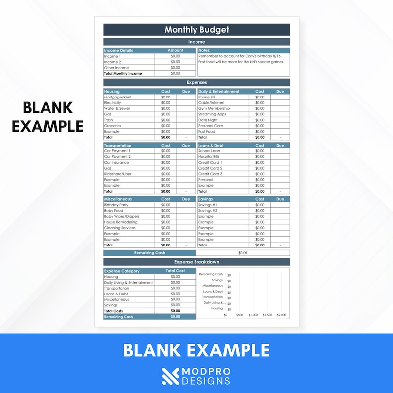 Minimalist-MS Excel Budget Template Spreadsheet Bild 5