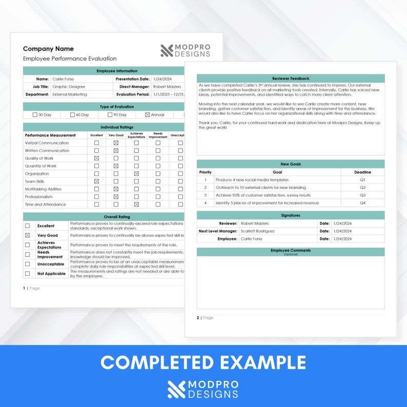 Performance Review Template – Employee Evaluation & Salary Review – Editable MS Word HR Form – Instant Download image 7