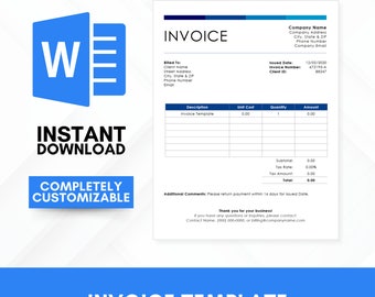 Modèle de facture modifiable : formulaire commercial professionnel (MS Word)