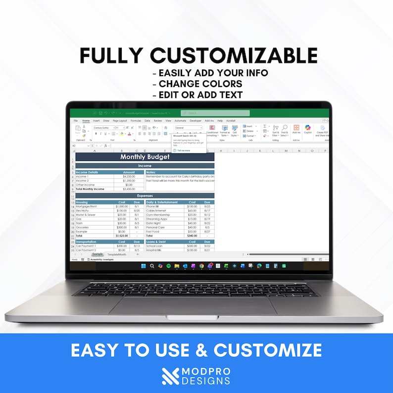 Minimalist-MS Excel Budget Template Spreadsheet Bild 4