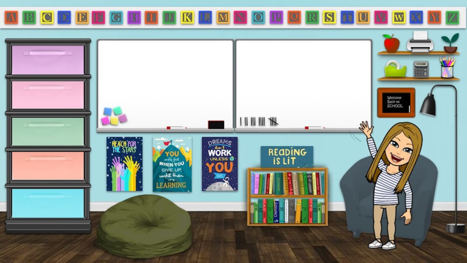 Bitmoji Classroom Template Blue Etsy