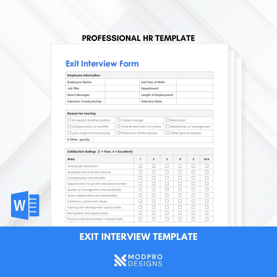 Exit Interview Form | Employee Exit Survey Template | Offboarding ...