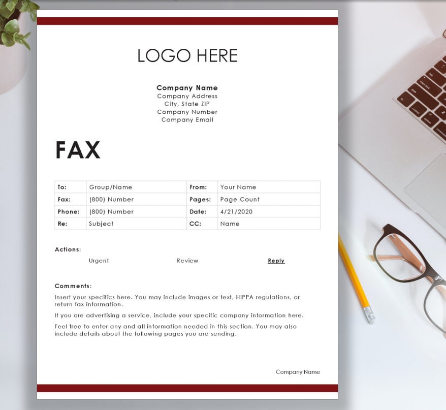 ms word professional fax cover sheet template etsy uk
