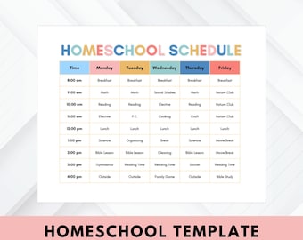 Planificateur d'horaires d'école-maison et tableau des routines quotidiennes | Téléchargement numérique imprimable