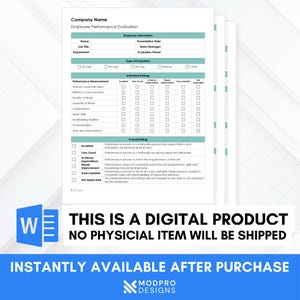 Performance Review Template – Employee Evaluation & Salary Review – Editable MS Word HR Form – Instant Download image 9