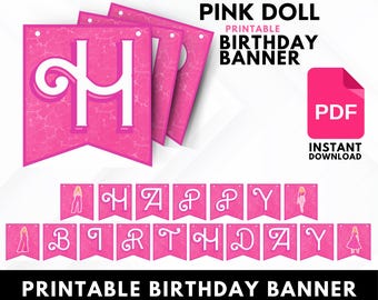 Happy Birthday Letter Banner Barbie Pink – Girlande Mit Ballerina-Motiven – Für Kindergeburtstag & Partys