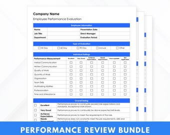Pack d'évaluation des performances commerciales et de la rémunération | Évaluation des employés + modèle d'ajustement de salaire | Révision du personnel modifiable | Formulaires de bureau