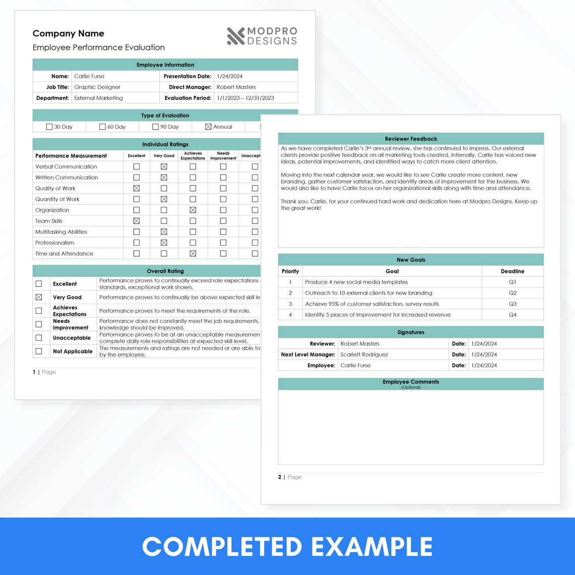 Employee Performance Evaluation Template, Performance Review Template ...