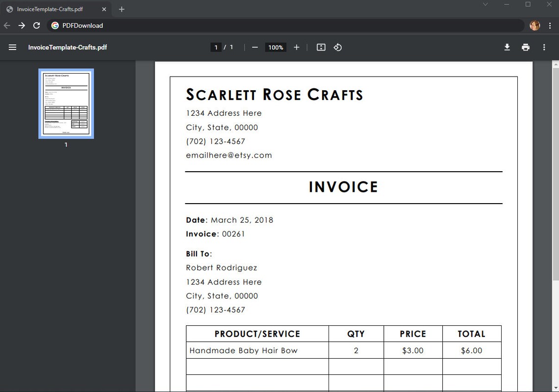 MS Word-invoice Template - Etsy