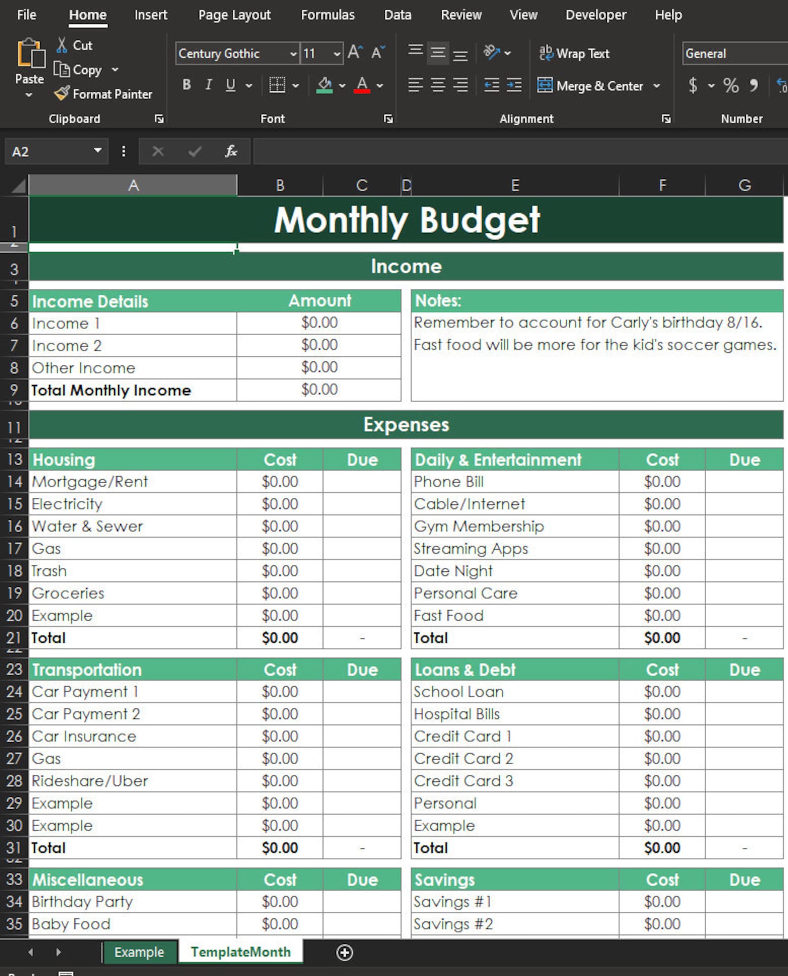 Minimalistms Excel Budget Template Spreadsheet Etsy