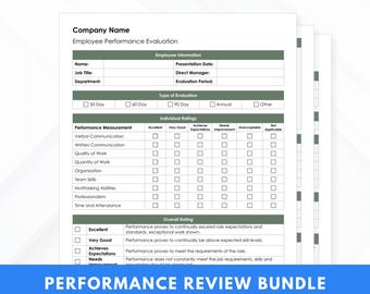 Pack Performance RH et évaluation des salaires | Évaluation du personnel modifiable + évaluation annuelle des employés | Formulaires d'évaluation du rendement | Modèles RH