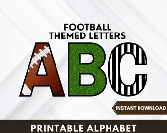 Lettres de l'alphabet footballistique de A à Z imprimables | Décoration de salle de classe de sport | Bannière de fête de football | babillard électronique | Téléchargement instantané PDF