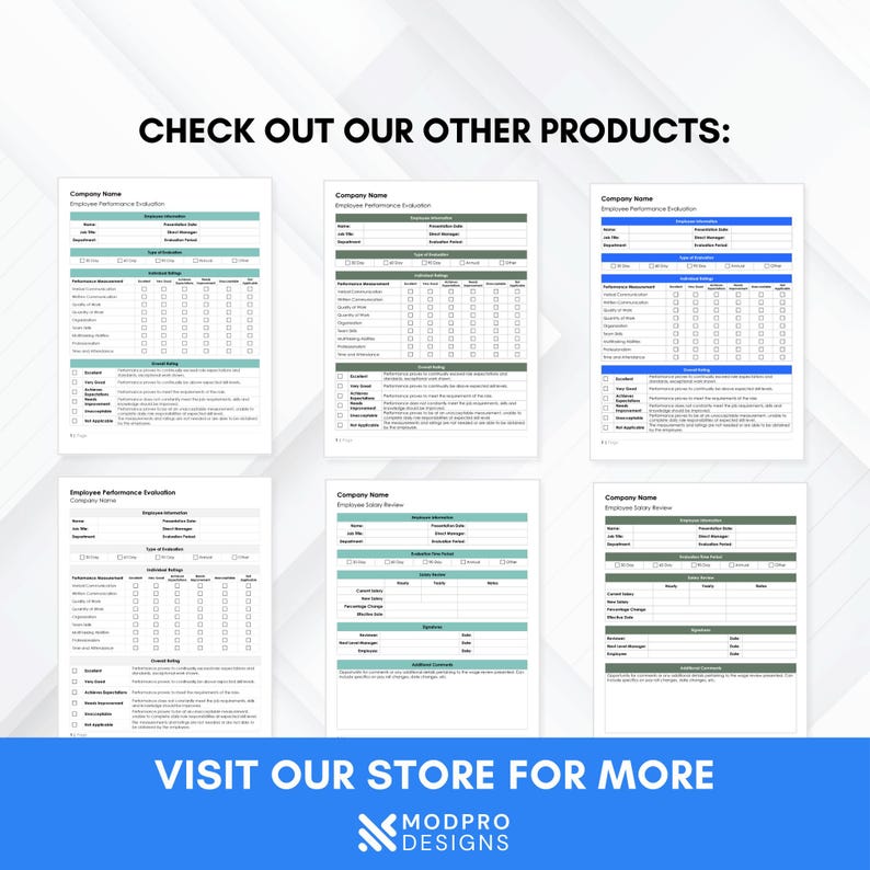 Performance Review Template – Employee Evaluation & Salary Review – Editable MS Word HR Form – Instant Download image 8