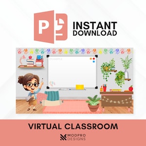 Virtuelles Klassenzimmer Template (PowerPoint PPT Bitmoji Unterricht Lehrer Online Lernen Bildung Kids Kind Kinder lernen Grundschule)
