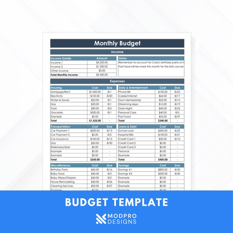 Minimalist-MS Excel Budget Template Spreadsheet Bild 1