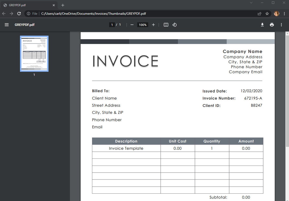 MS Word-invoice Template - Etsy