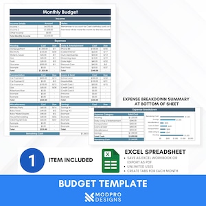 Minimalist-MS Excel Budget Template Spreadsheet Bild 2