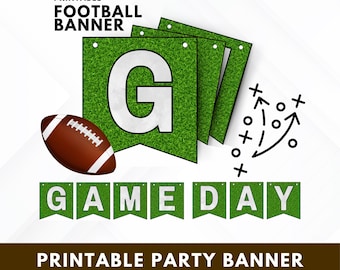 Bannière Game Day imprimable | Décoration de fête de football | Porte de queue | Décoration PDF à télécharger instantanément pour la maison et la salle de classe