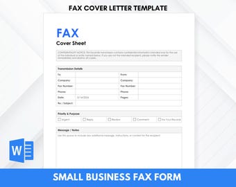 Modèle professionnel de page de garde de télécopieur | MS Word modifiable | Affaires, médical et juridique | Téléchargement instantané