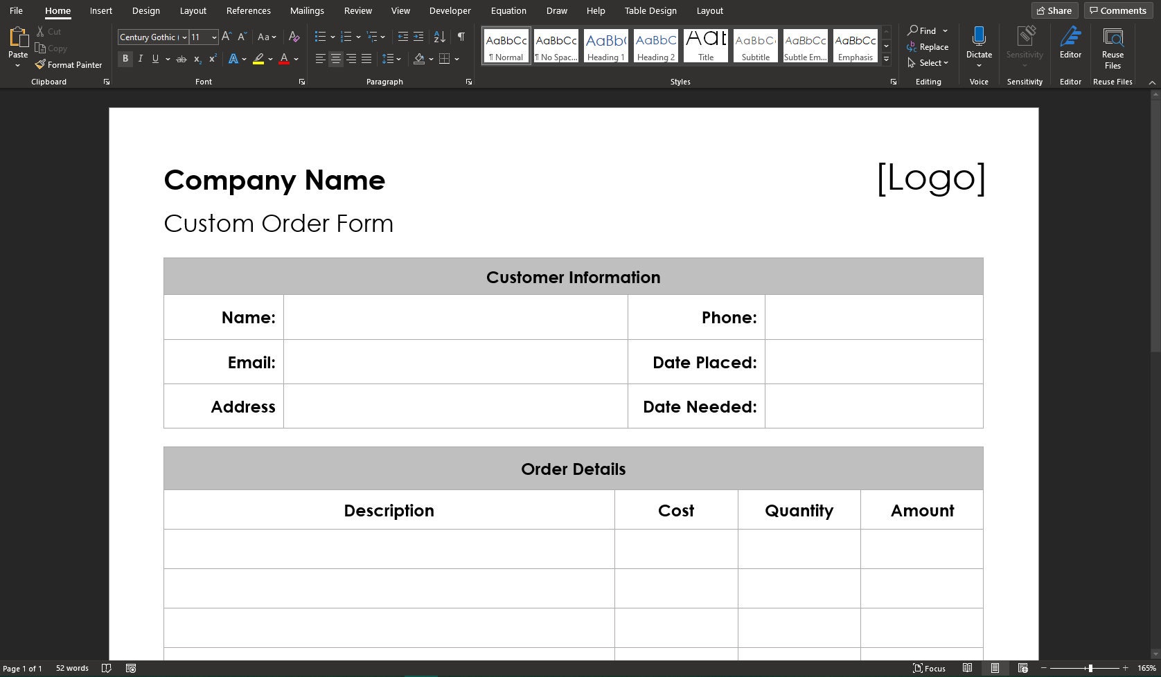 Custom Order Form Template-professional - Etsy