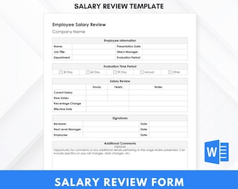 Modèle d'évaluation des salaires modifiable – Formulaire de rémunération RH et d'augmentation de salaire – Téléchargement numérique