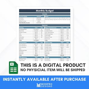 Minimalist-MS Excel Budget Template Spreadsheet Bild 8