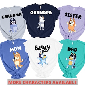 Personalized Bluey Family Matching Shirts, Custom Bluey Birthday Party Shirts, Bluey Cartoon Shirt, Bluey Mom Dad Family Matching Shirts