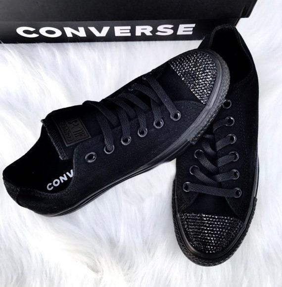 black bedazzled converse