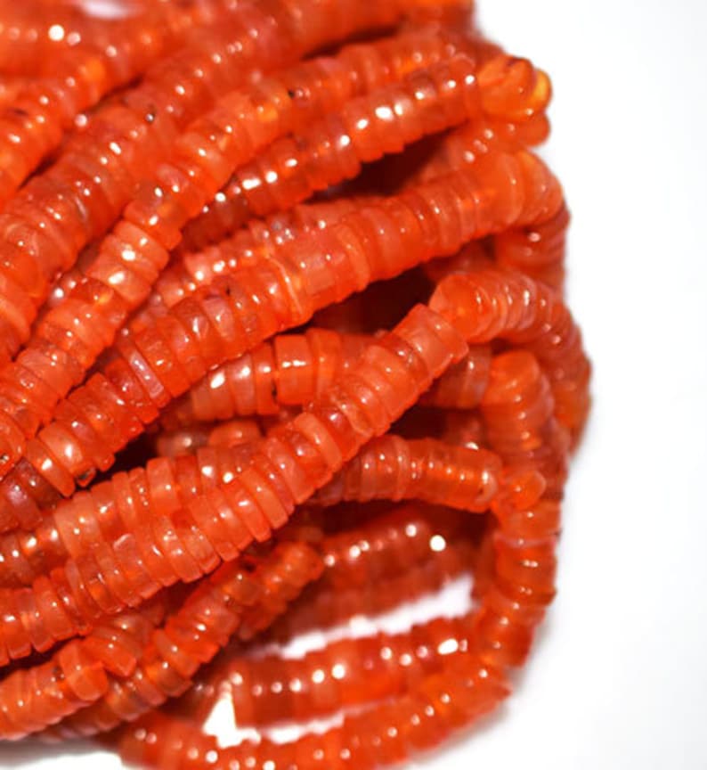 8 inch Length AAA Best Quality Natural Wholesale Price Carnelian Smooth Heishi Tyre 6-7mm Loose Beads LB-75