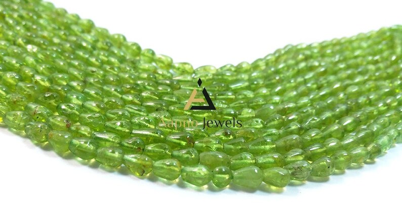 fine peridot beads | straight drill beads Peridot 5-8mm Loose Beads smooth tear drop beads 13 aaa peridot beads
