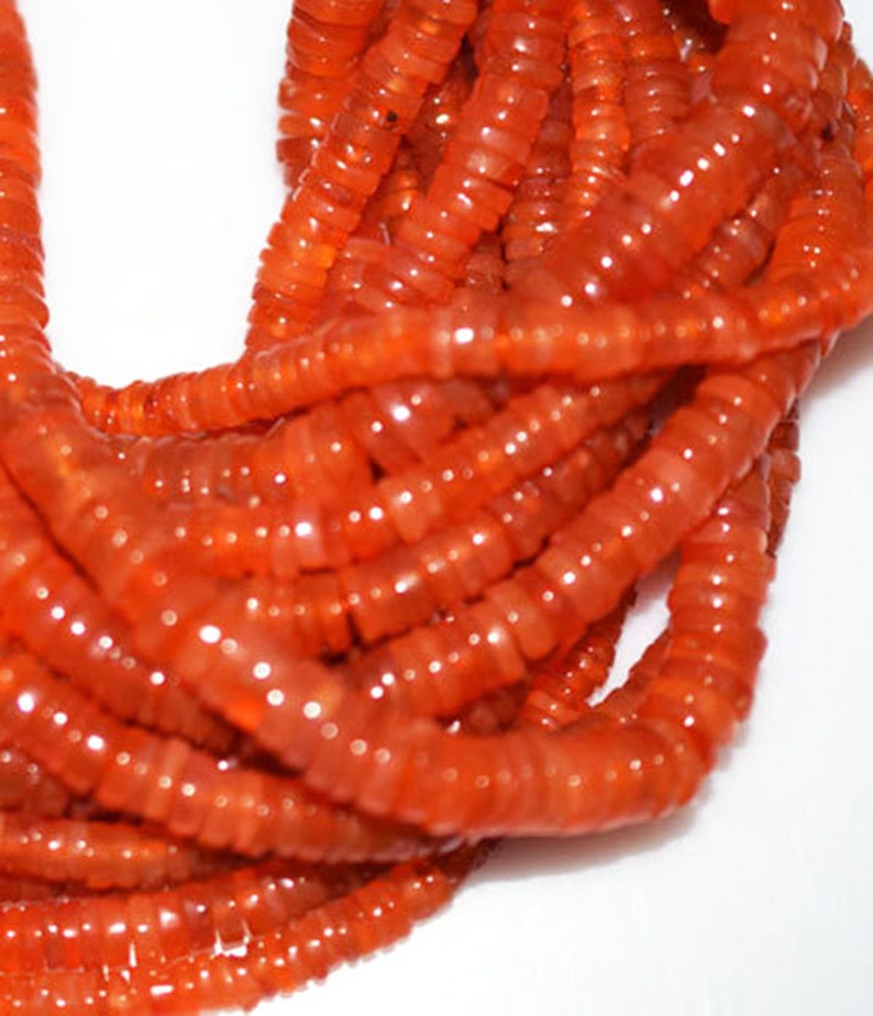 8 inch Length AAA Best Quality Natural Wholesale Price Carnelian Smooth Heishi Tyre 6-7mm Loose Beads LB-75