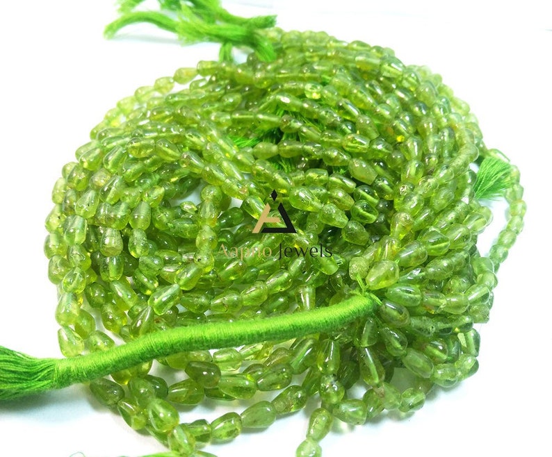 fine peridot beads | straight drill beads Peridot 5-8mm Loose Beads smooth tear drop beads 13 aaa peridot beads