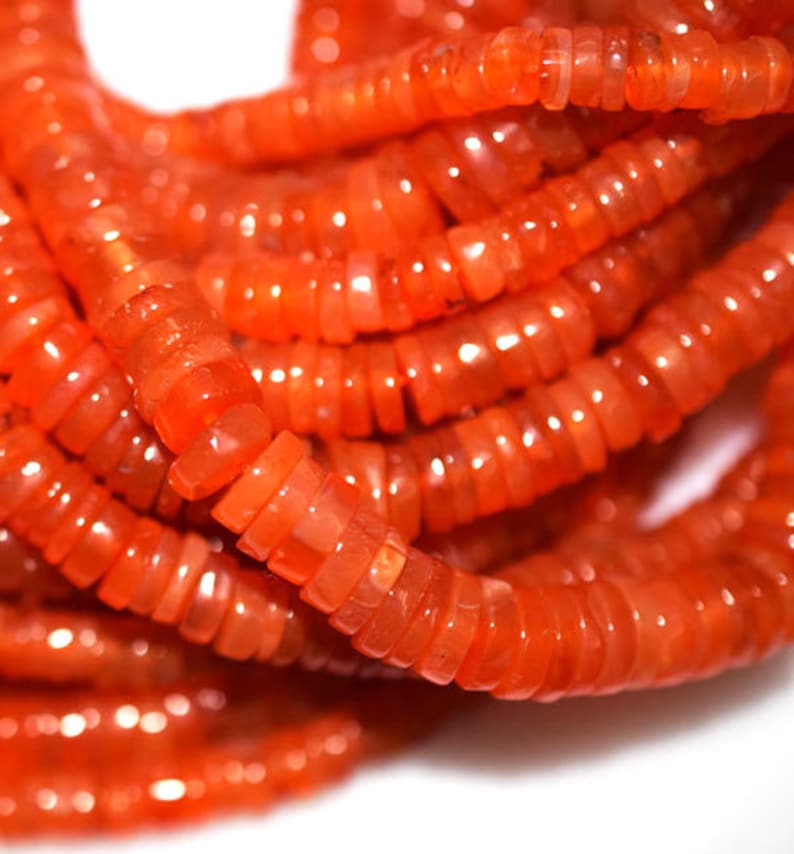 8 inch Length AAA Best Quality Natural Wholesale Price Carnelian Smooth Heishi Tyre 6-7mm Loose Beads LB-75