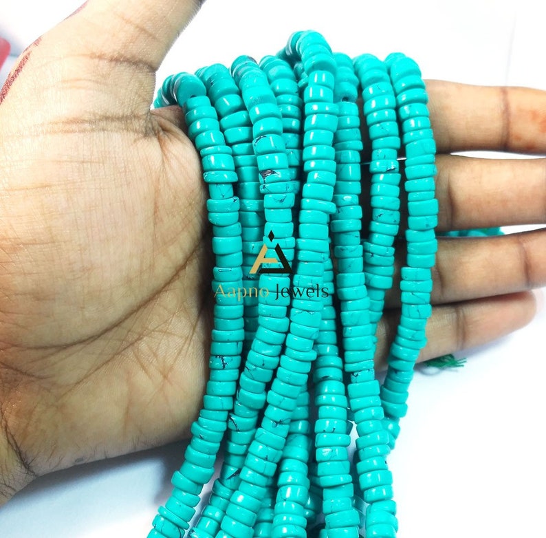 16 smooth heishi beads fine turquoise beads | aaa turquoise beads Green Turquoise 6-7mm Loose Beads loose beads necklace
