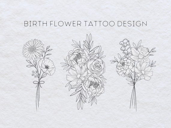 Custom Birth Flower Tattoo, Birth Flower Bouquet, Custom Floral Tattoo, Custom Family Tattoo, Birthday Flower Tattoo, Birth Month Tattoo
