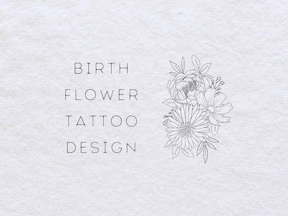 Custom Birth Flower Tattoo, Wildflower Tattoo Design, Custom Floral Tattoo, Custom Family Tattoo, Birthday Flower Tattoo, Birth Month Tattoo