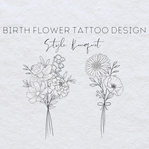 Custom Birth Flower Tattoo, Birth Flower Bouquet, Custom Floral Tattoo, Custom Family Tattoo, Birthday Flower Tattoo, Birth Month Tattoo