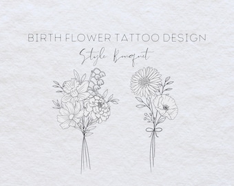 Custom Birth Flower Tattoo, Birth Flower Bouquet, Custom Floral Tattoo, Custom Family Tattoo, Birthday Flower Tattoo, Birth Month Tattoo