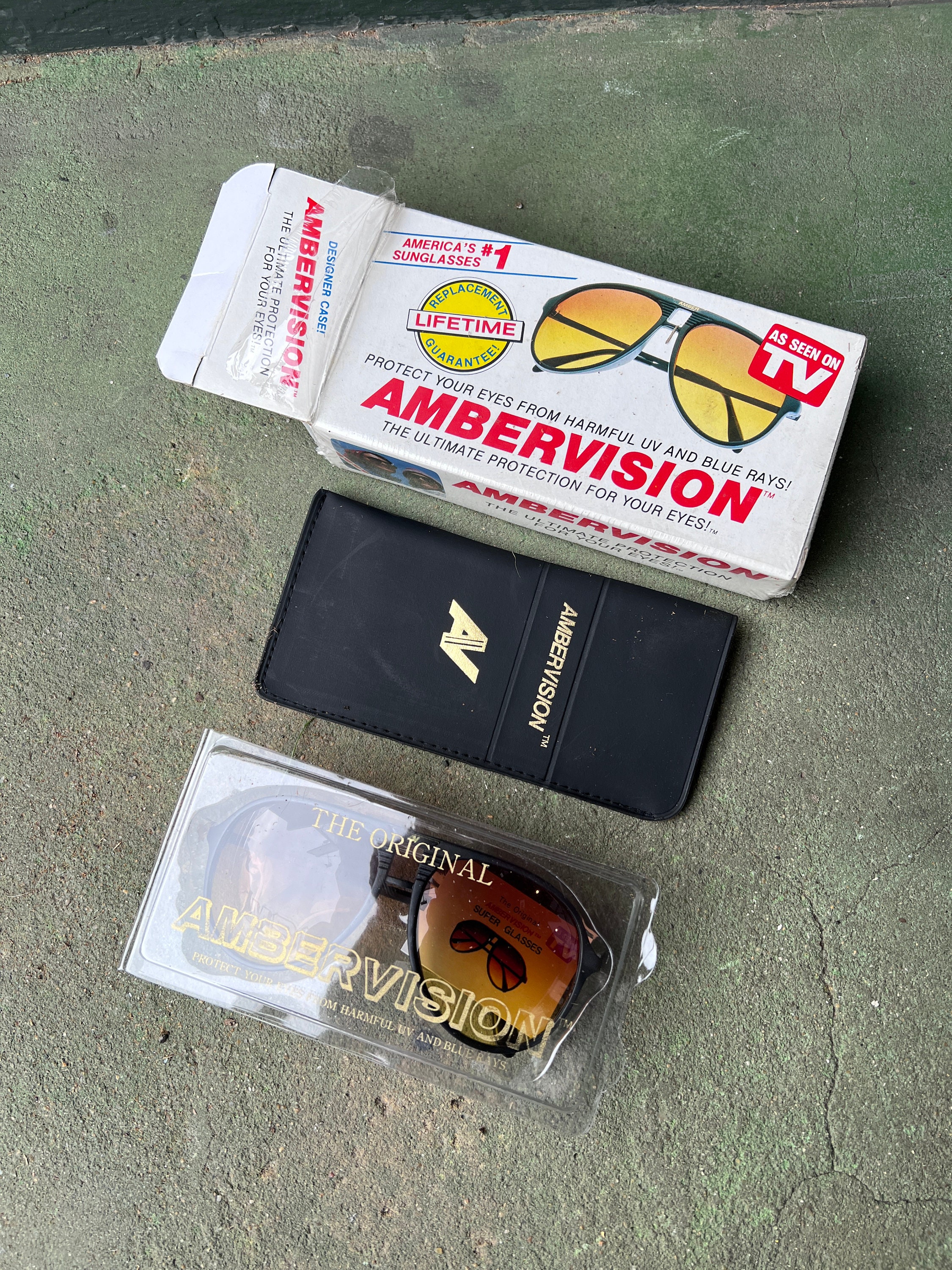 Rare Amber Vision Sunglasses Vintag 1980s 90s Pilot Driving Retro Old Stock  New Sunnies 
