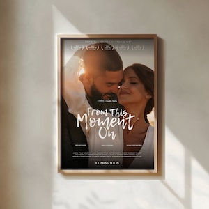 Cartel de película personalizado Impresión de arte personalizada Impresiones de películas personalizadas Embarazo Vivero Pared Arte Pareja Regalo Compromiso Anuncio Revelación de boda