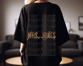 Custom Wedding Bride Shirt Personalized Mrs Tshirt Honeymoon Tee Bachelorette Party Gift Trendy Wife Shirt Custom Last Name T Shirt for Her
