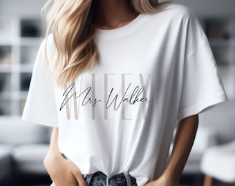 Personalized Wifey Tshirt for Bride T Shirt Gift for Wedding Cute Wifey Shirt Just Married TShirt Engagement Gift Custom Bridal Shirt