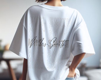 Custom Bride Shirt Personalized Mrs Tshirt Honeymoon Tee Bachelorette Party Gift Trendy Wife Shirt Custom Last Name T Shirt Gift for Her
