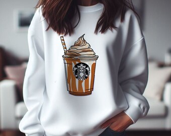 Fall Coffee Sweatshirt Pumpkin Spice Latte Sweatshirt for Fall Fashion Halloween Sweatshirt for Thanksgiving Sweatshirt for PSL Coffee Lover