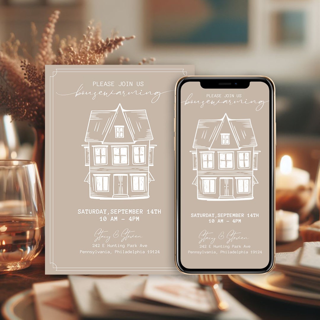 Digital Housewarming Invitation Template Custom New Home Announcement ...