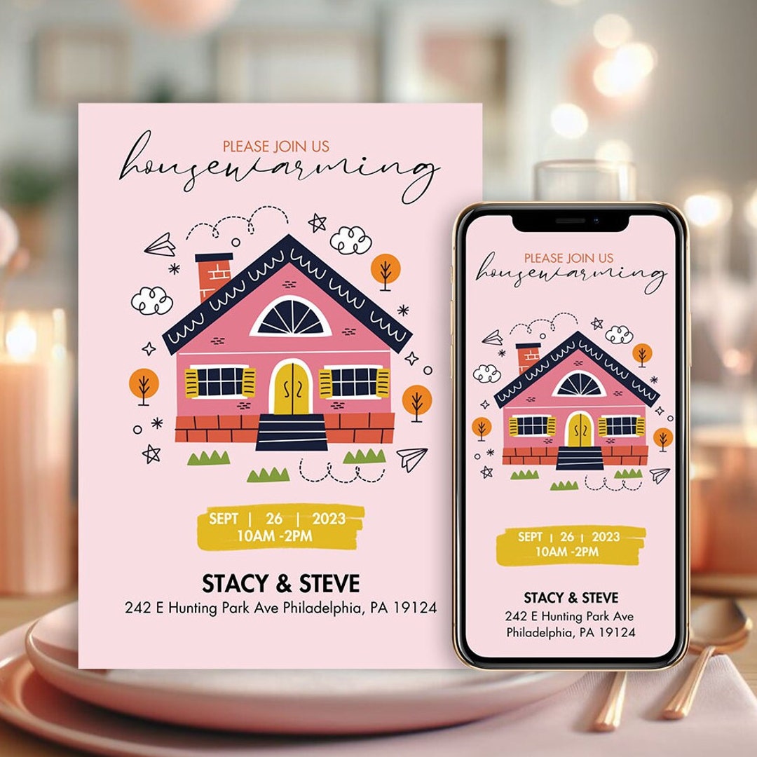 Digital Housewarming Invitation Template Custom New Home Announcement ...