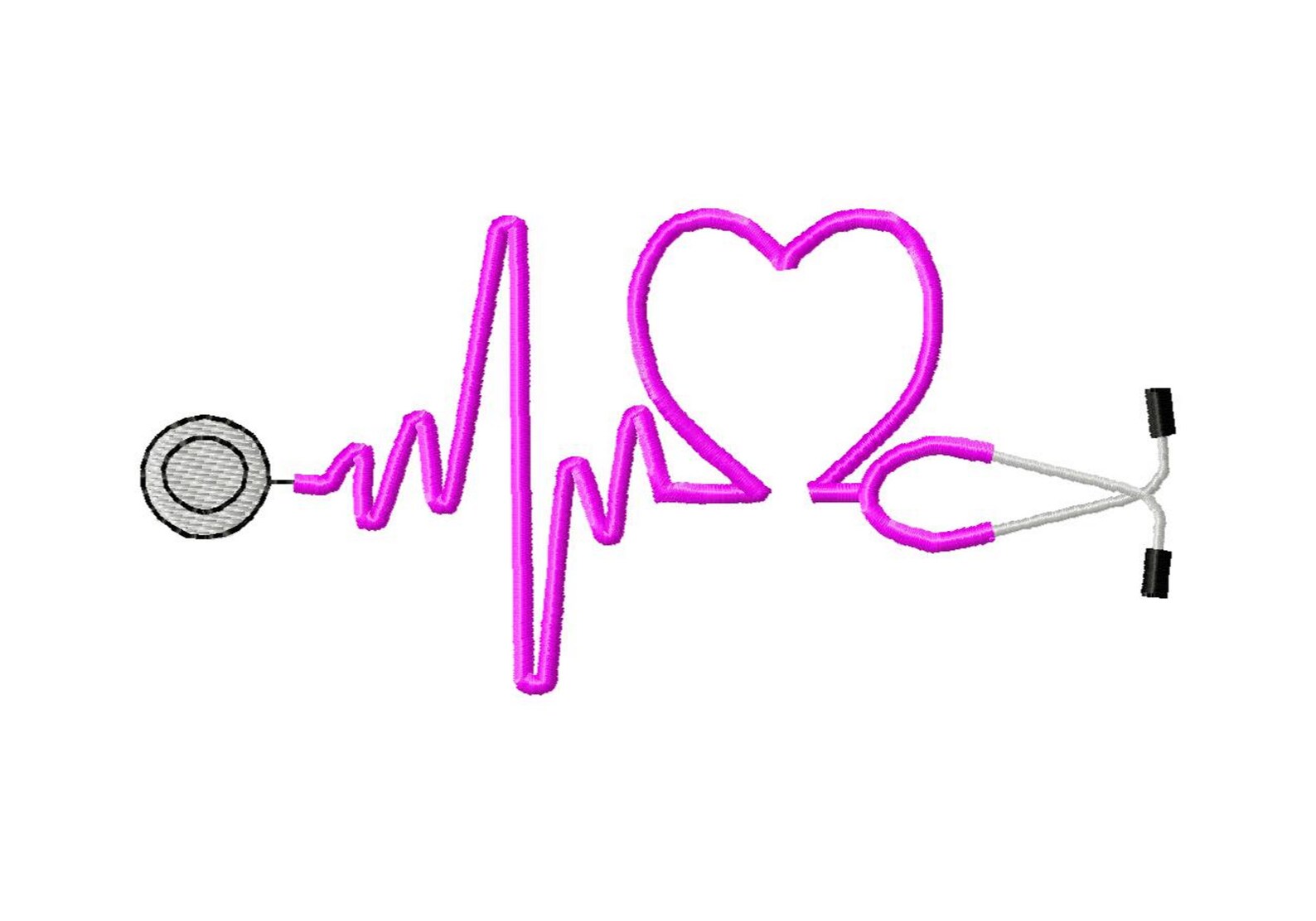 Stethoscope machine embroidery design. Heartbeat machine Etsy