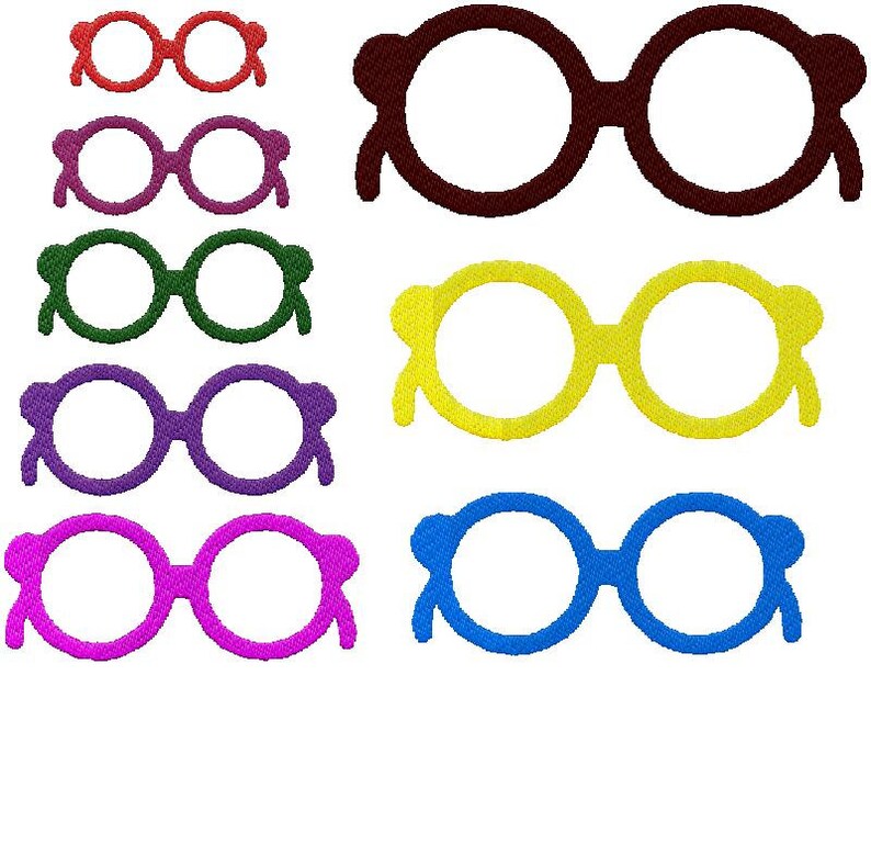 Glasses embroidery design. Machine embroidery design Glasses. Etsy