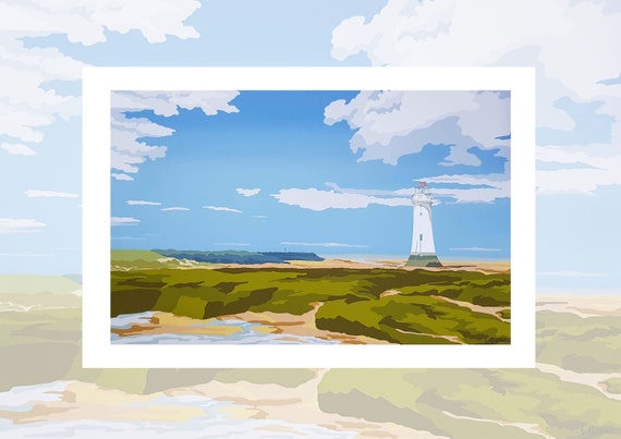 Wirral Print-New Brighton Lighthouse-Coastal Digital Painting